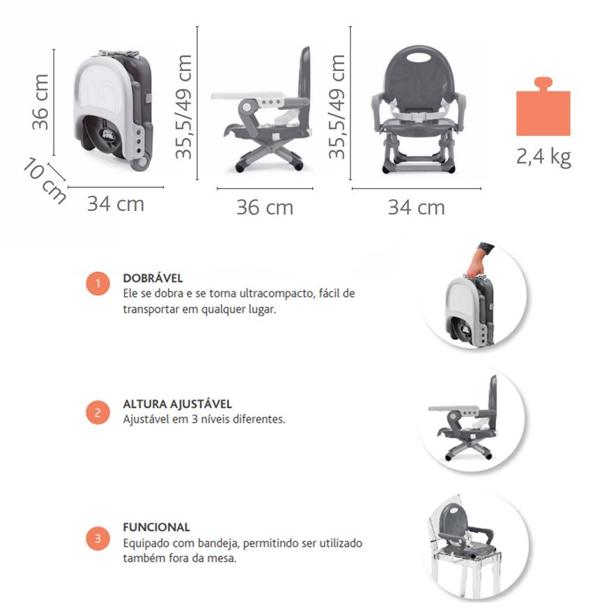 Cadeira Alimentação Refeição Infantil Bebê Até 15kg Ajustavel