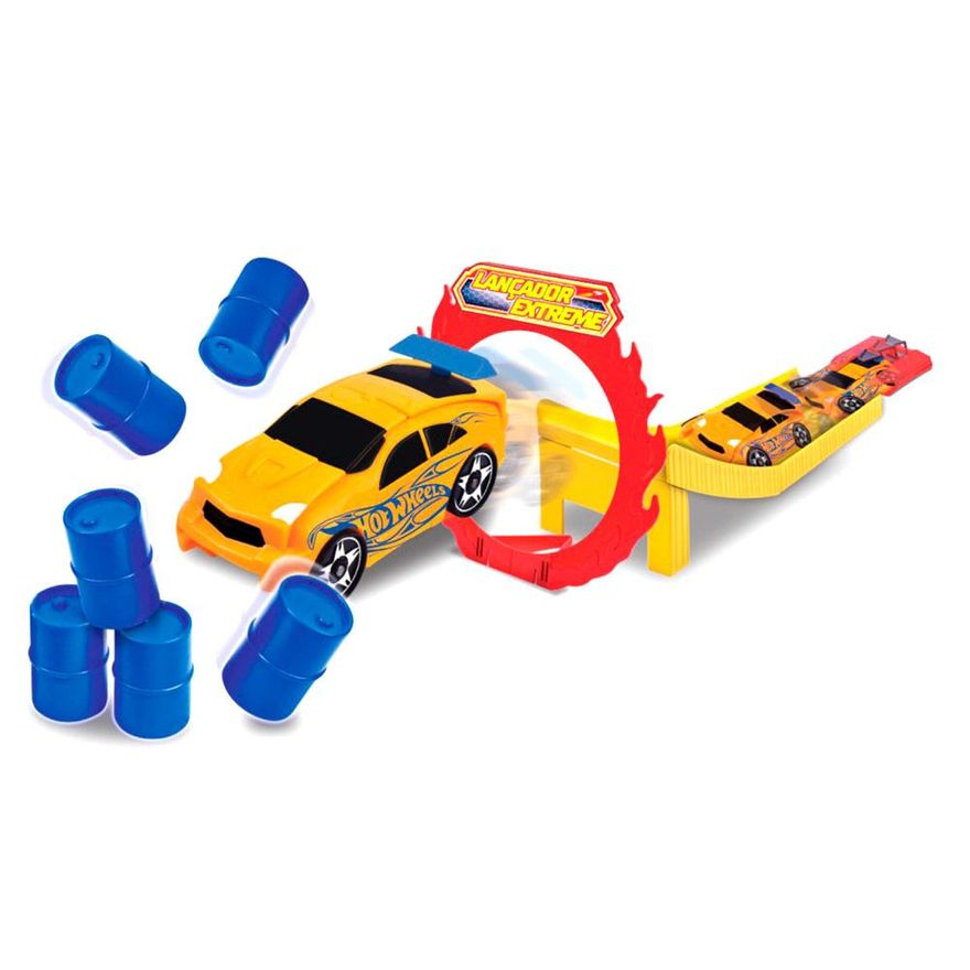 Carro Hot Wheels com Chave Lançador Azul - Fun Divirta-se