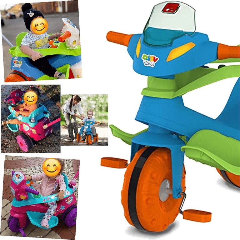 Triciclo Infantil Bandeirante Velobaby Reclinável - 2 em 1 - Pedal e  Passeio com Aro - Rosa