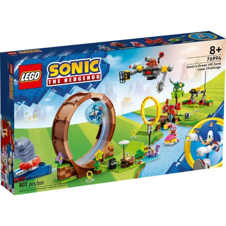 Lego-sonic o jogo ouriço, zona colina verde, desafio loop, construção de  brinquedo com 9 personagens