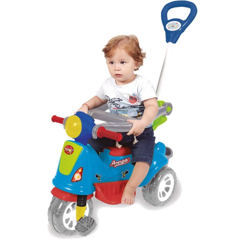 Triciclo Infantil C/ Empurrador E Protetor P/ 02-crianças Mo