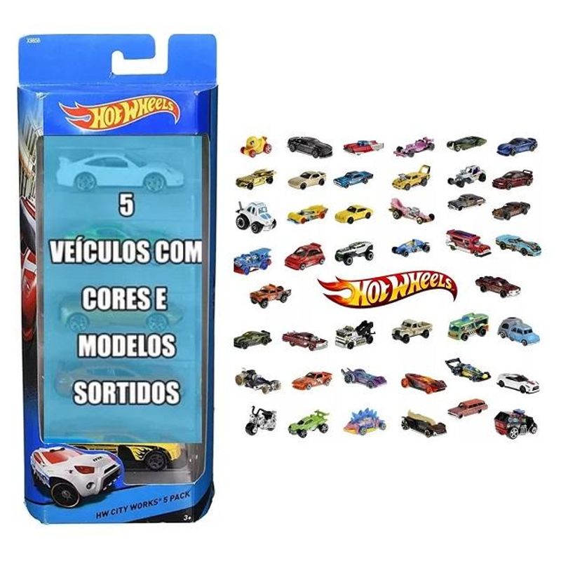 Kit com 15 carrinhos Hot Wheels Mattel - Modelos sortidos sem repetição