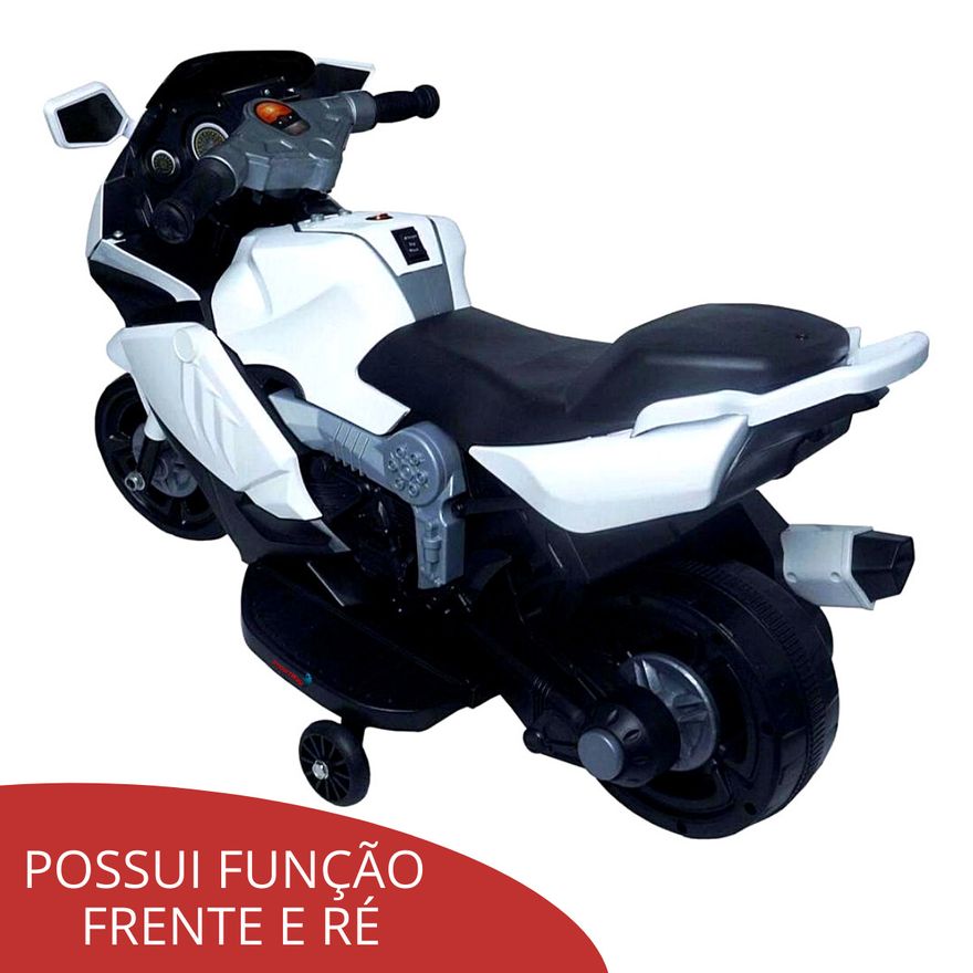 MINI MOTO ELETRICA INFANTIL 6V BRANCO - IMPORTWAY - Ri Happy