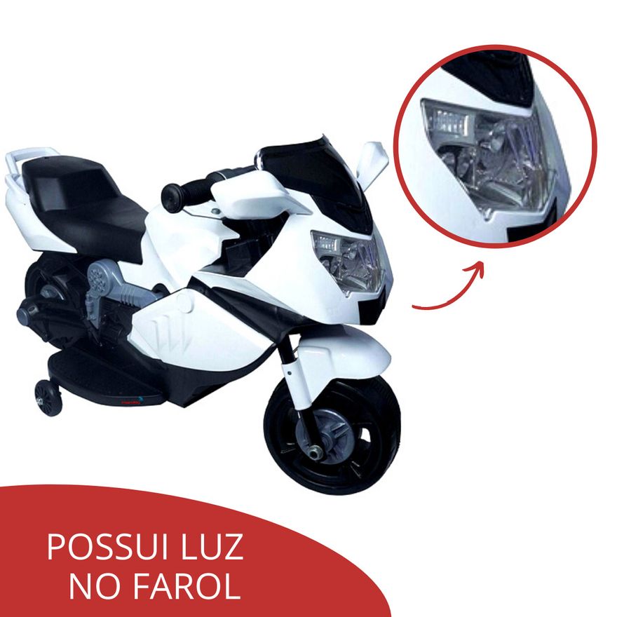 MINI MOTO ELETRICA INFANTIL 6V BRANCO - IMPORTWAY - Ri Happy