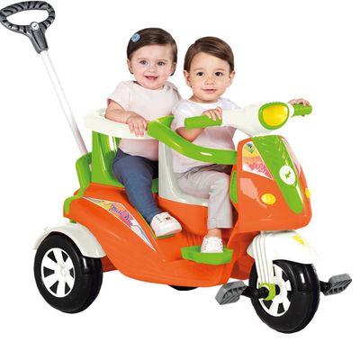 Triciclo de Passeio e Pedal para Bebe Calesita Moto Uno Rosa - Maçã Verde  Baby