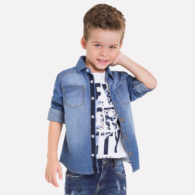 camisa jeans infantil milon