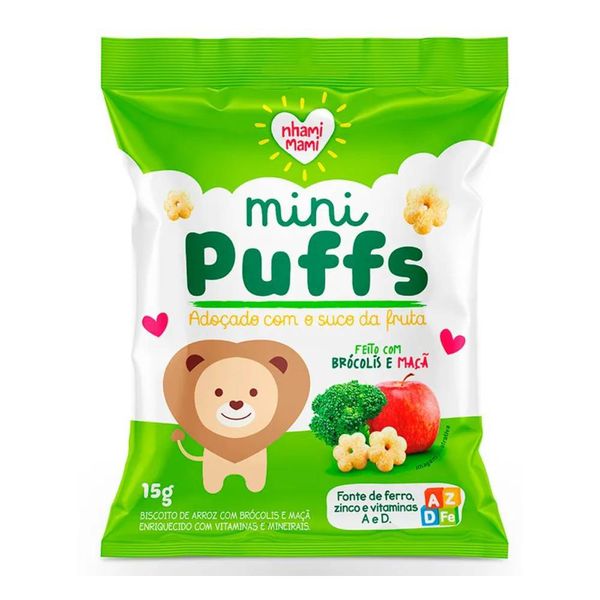 Biscoito de Arroz - Mini Puffs - Brócolis e Maça - 15g