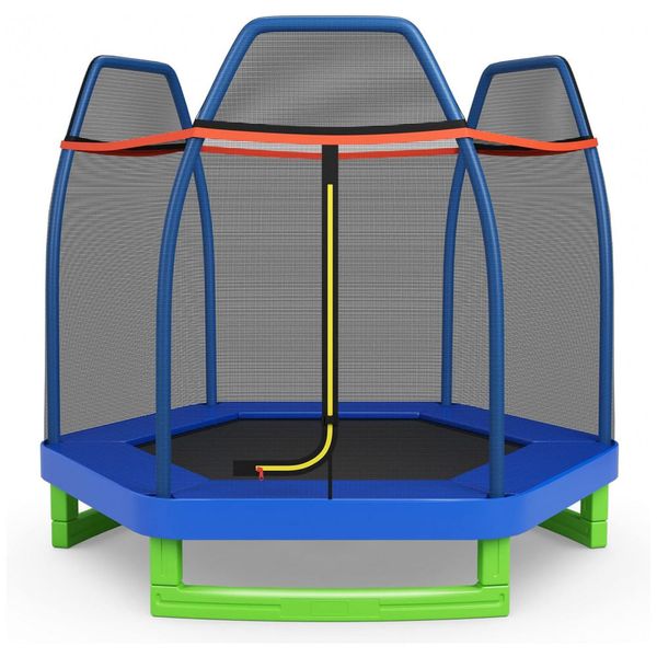 Trampolim DIÁRIO para crianças, trampolins recreativos de 7 pés, trampolim com compartimento de segurança de rede, mini trampolim interno externo