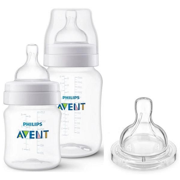 Kit com 2 Mamadeiras ANTI-COLIC 125/260ML + Bico N4 Philips AVENT SCY119/03