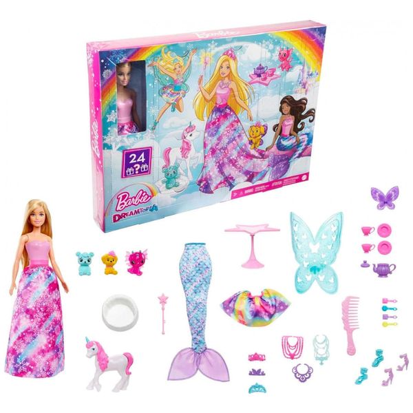 Caixa Surpresa Barbie Dreamtopia Fairytale com Boneca Barbie e 24 Acessórios Surpresa, HGM66