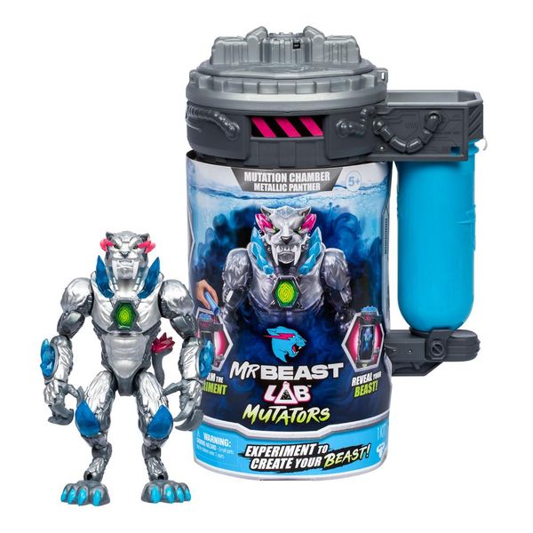 Câmara de Mutação com Boneco Colecionável MrBeast Lab Mutators - Pantera Metálica