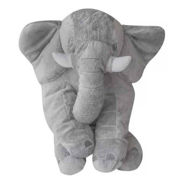 Almofada Travesseiro Bebê Elefante Pelúcia Gigante Cinza 80cm