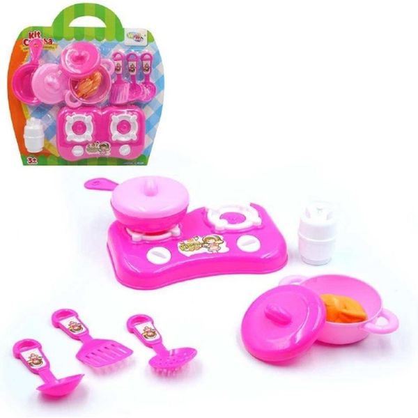 KIT COZINHA COM FOGAO PANELA UTENSILIOS TALHERES E ACESSORIOS INFANTIL ROSA MENINAS