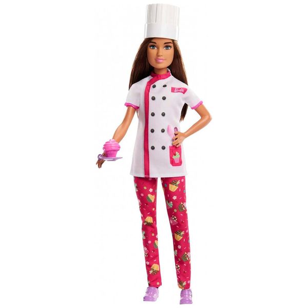 Boneca Barbie Confeiteira Profissional com Chapéu e Fatia de Bolo, Rosa