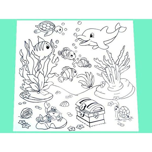 Tapete p/ colorir - Fundo do Mar - Kits for Kids