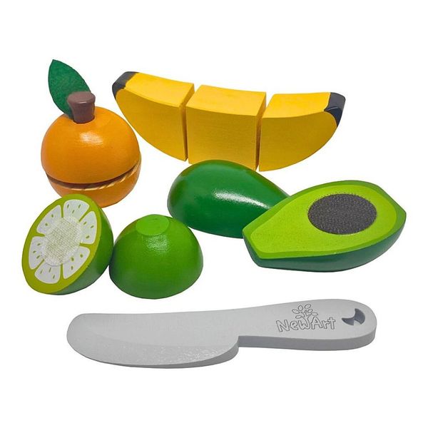 Kit 4 Frutinhas com corte: Abacate, Banana, Laranja e Limão - Comidinhas de Madeira Newart