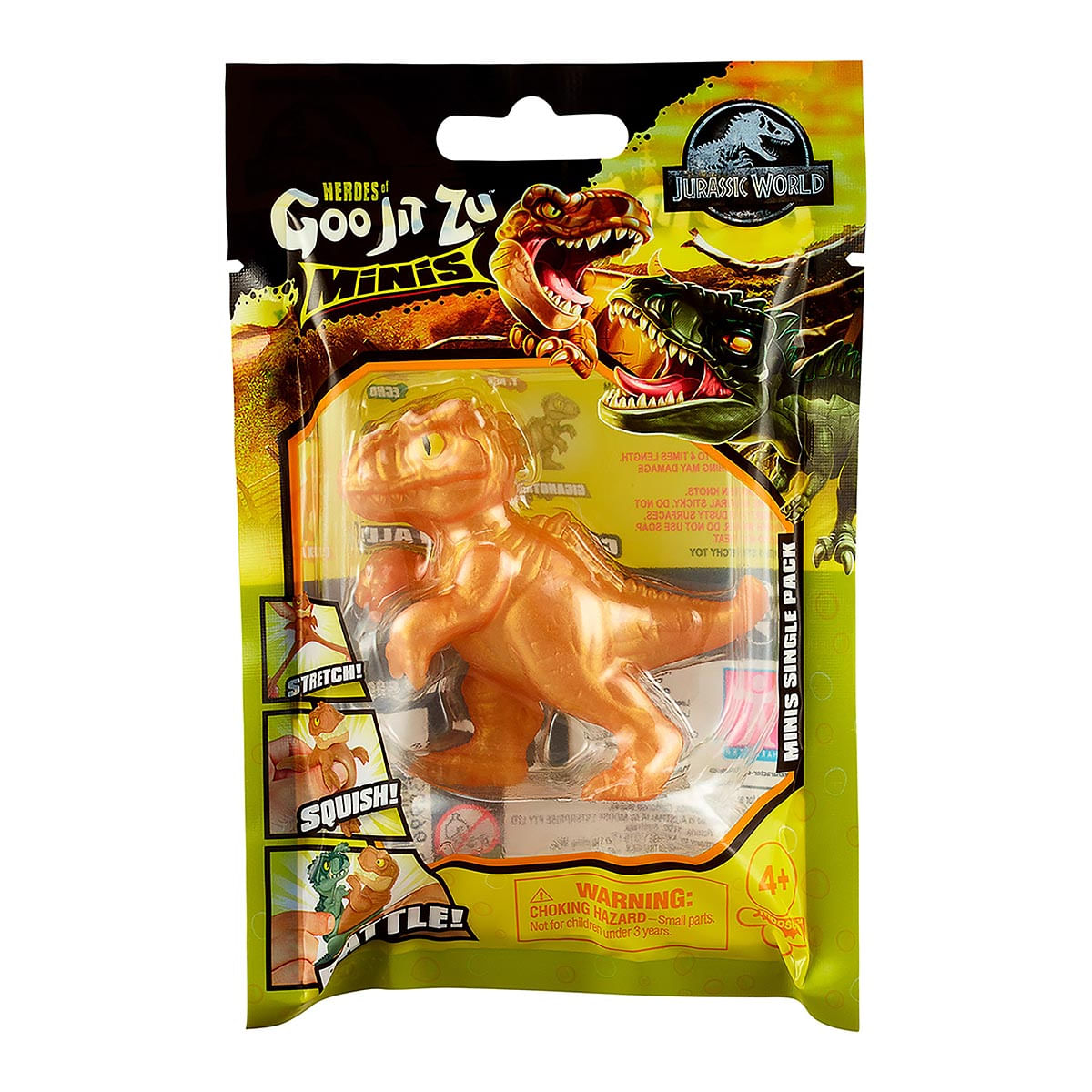Boneco Elástico 6Cm - Mini Giganotosaurus Gold - Goo Jit Zu
