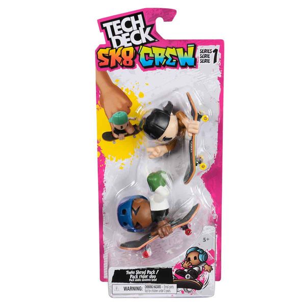 Pack 2 Skate De Dedo Bonecos Sk8 Crew (Boné Preto) Tech Deck