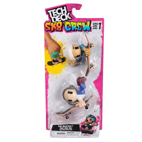 Pack 2 Skate De Dedo Bonecos Sk8 Crew (Toca Branca)Tech Deck