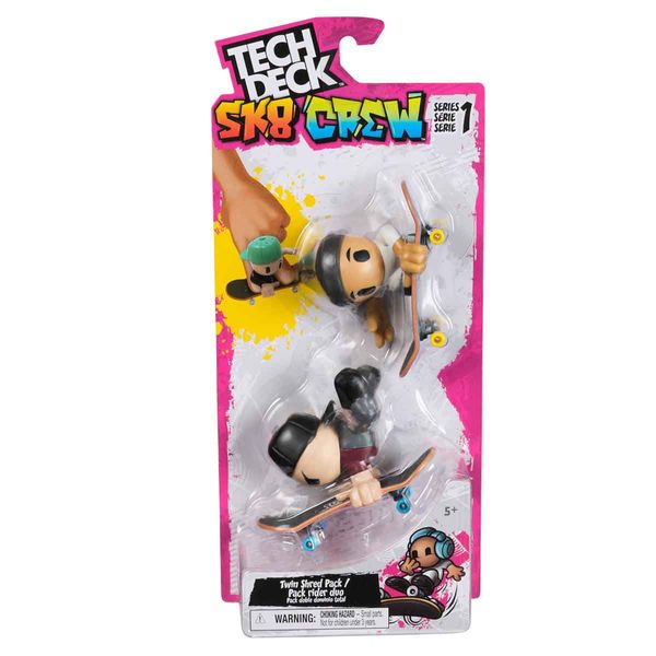 Pack 2 Skate De Dedo Bonecos Sk8 Crew (Toca Cinza) Tech Deck