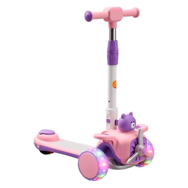 Patinete Aviãozinho Feliz Rosa com Luz e Som Dobrável DM Toys