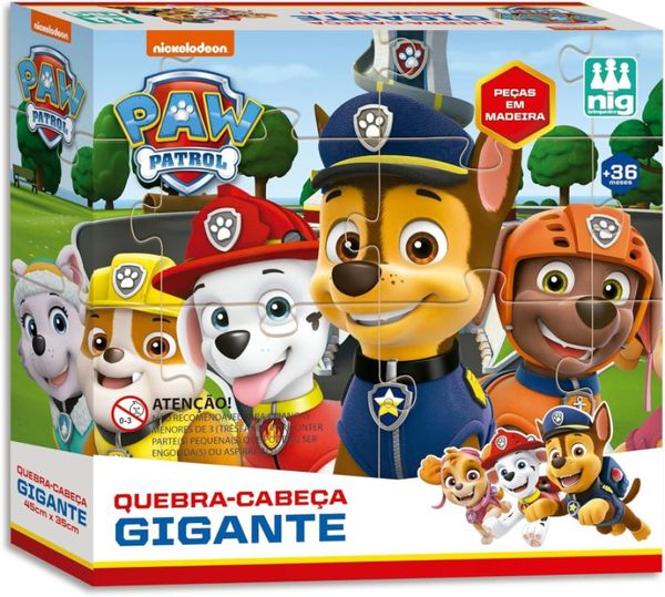 Quebra Cabeça Gigante Patrulha Canina 45cm Madeira Nig