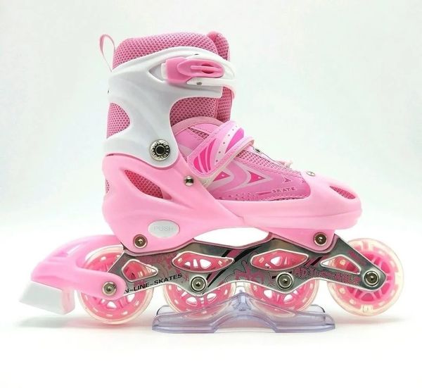 Patins Inline Roller Ajustável Infantil/juvenil ROSA Tamanho: 37 ao 40