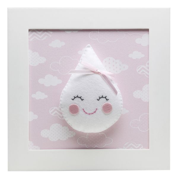 Quadro Decorativo Gota Com Carinha Rosa