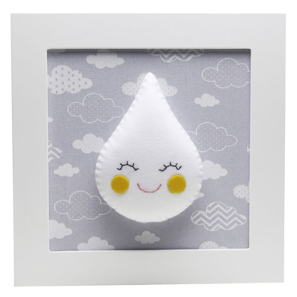 Quadro Decorativo Gota Com Carinha Cinza