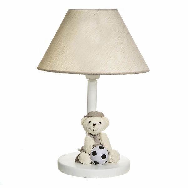 Abajur Madeira Urso Com Bola Bege