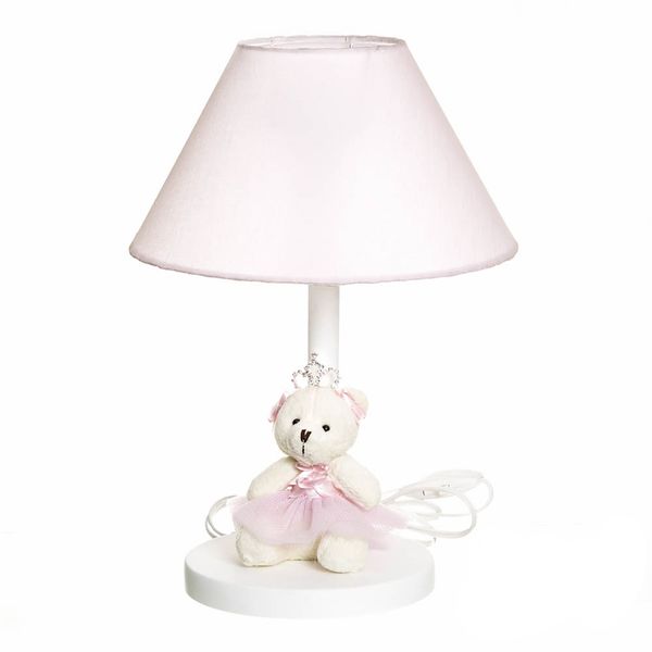 Abajur Madeira Ursa Bailarina Rosa