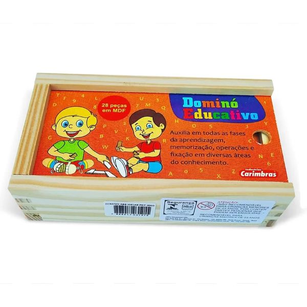 DOMINO SILÁBICO EDUCATIVO MADEIRA INFANTIL PEDAGÓGICO 28 PÇS