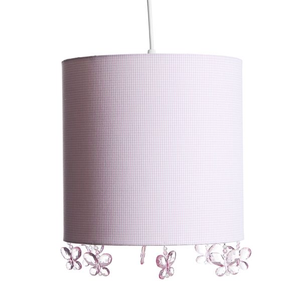 Lustre Tubular Borboleta Rosa