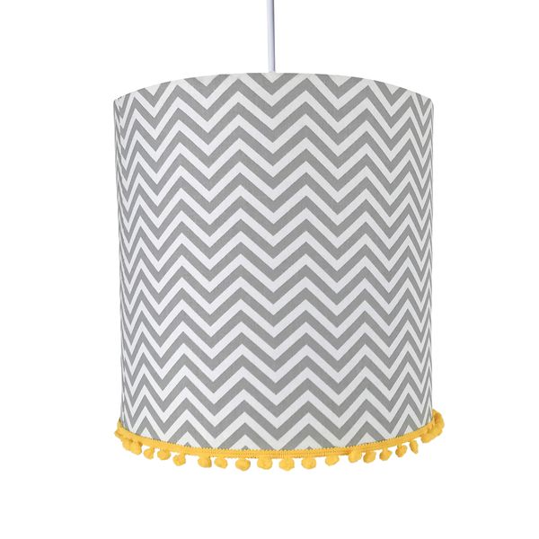Lustre Tubular Pompom Chevron Cinza