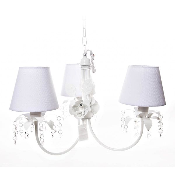 Lustre 3L Primavera Cristais 2 Flores G Branco