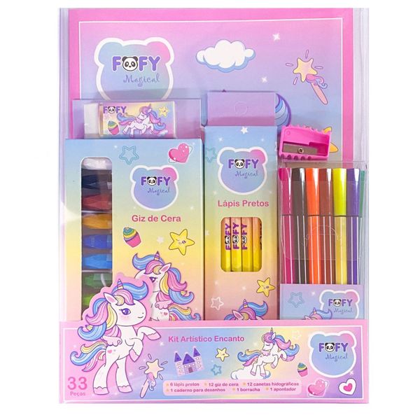 KIT DESENHO ARTÍSTICO INFANTIL ENCANTO COM 33 PEÇAS - FOFY