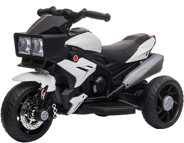 Aosom Moto Elétrica 1 Assento 12V, com Luzes de LED, MP3, Branco