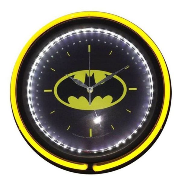 Relogio Parede Double Neon Batman Logo DC Comics WB Geek