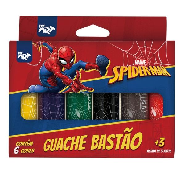 TINTA GUACHE 6 CORES BASTÃO HOMEM ARANHA 4759DAC