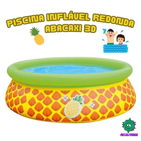 PISCINA INFLÁVEL REDONDA ABACAXI 3D 150CM x 41CM 475L RJAP4108
