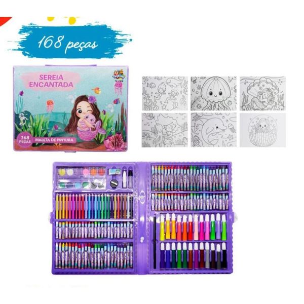 Maleta De Pintura Sereia Com 168 Peças - ToyKing TKCR18