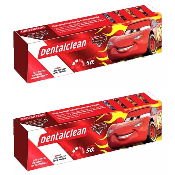 2x GEL DENTAL INFANTIL CARROS - MORANGO - 50G - DENTALCLEAN