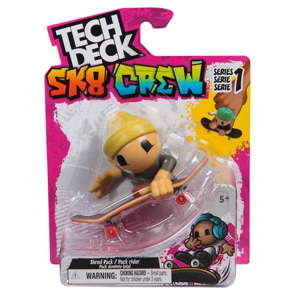 Skate De Dedo Boneco Sk8 Crew (Toca Amarela) 96Mm Tech Deck