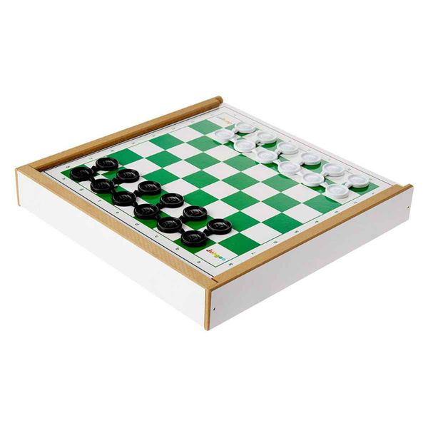 Damas E Ludo Jogo De Tabuleiro 2x1 Estojo Madeira Junges