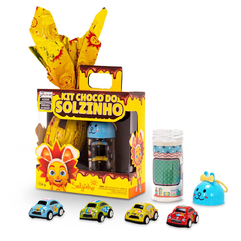 kit pascoa choco do solzinho azul ovo de chocolate ao leite brasil cacau frente