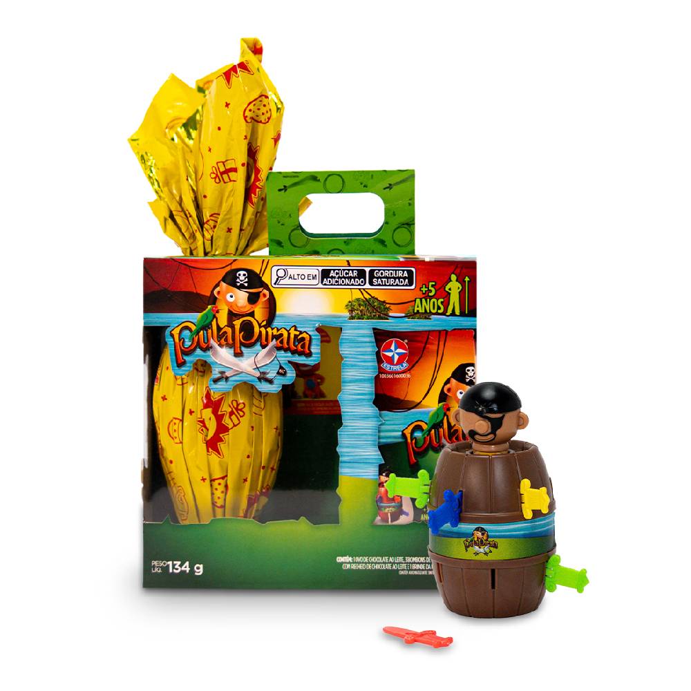 kit pascoa jogo de acao mini pula pirata e ovo de chocolate ao leite brasil cacau frente
