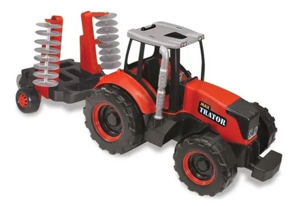 Trator Max Arado Tilin Brinquedos Vermelho ou Amarelo