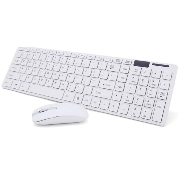 Kit Teclado E Mouse Sem Fio Wifi Usb 1600dpi 2.4ghz Slim Pc Branco TE123