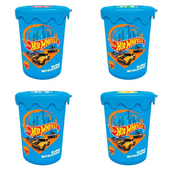 4X SLIME METALIZADO 180G - HOT WHEELS - DOCE BRINQUEDO