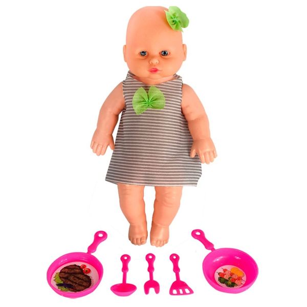 Boneca Faz Comidinha Papinha Babidu Com Panelas e Acessorios